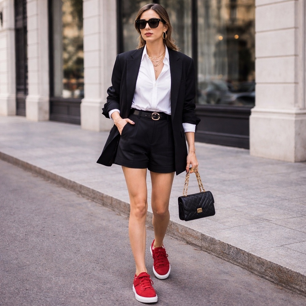 Chanel Suede Red Mesh Women's Sneakers